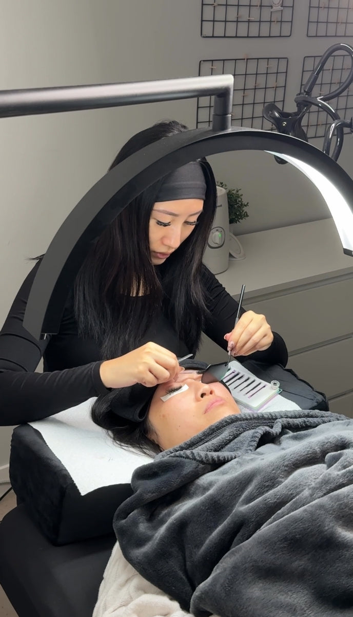 Wispy lash extensions classic volume wet set lashes vancouver lash extension Oh Yu beauty lash salon studio